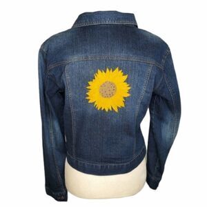 SUNFLOWER‎ denim jacket hand painted dark wash blue M